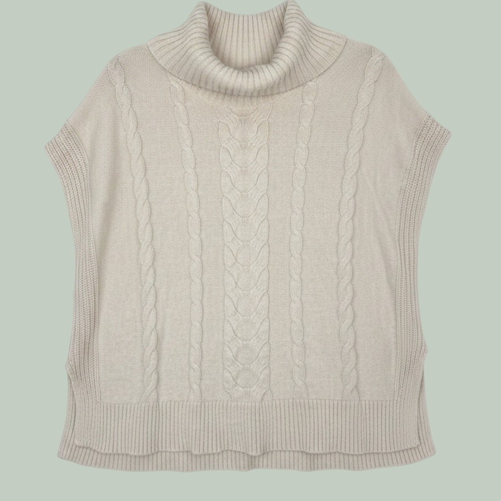 Banana Republic sleeveless cable-knit cowl-neck sweater vest ioff-white/ivory M